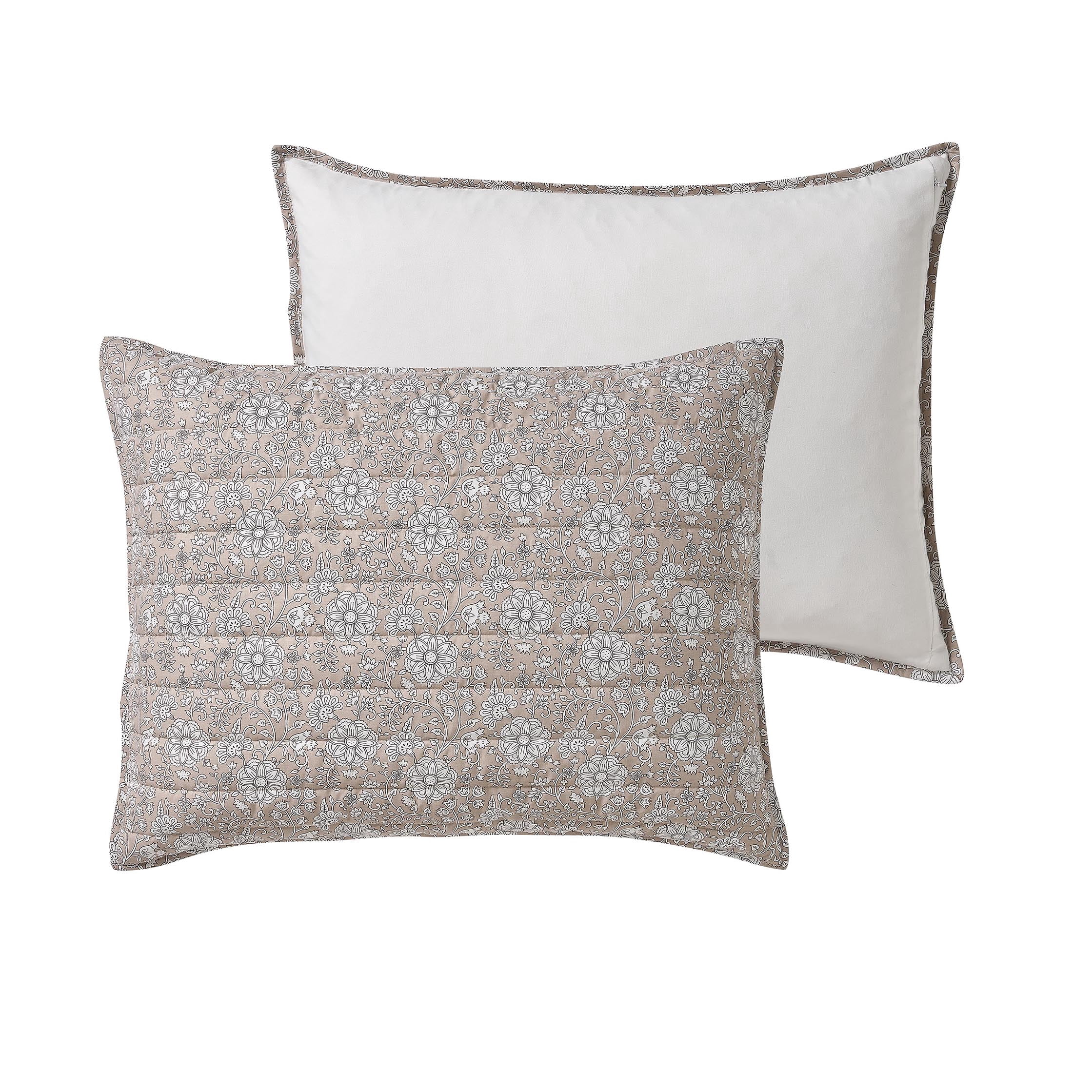 My Texas House Floral Pick Stitch 3-Piece Taupe Adult Quilt Set, King