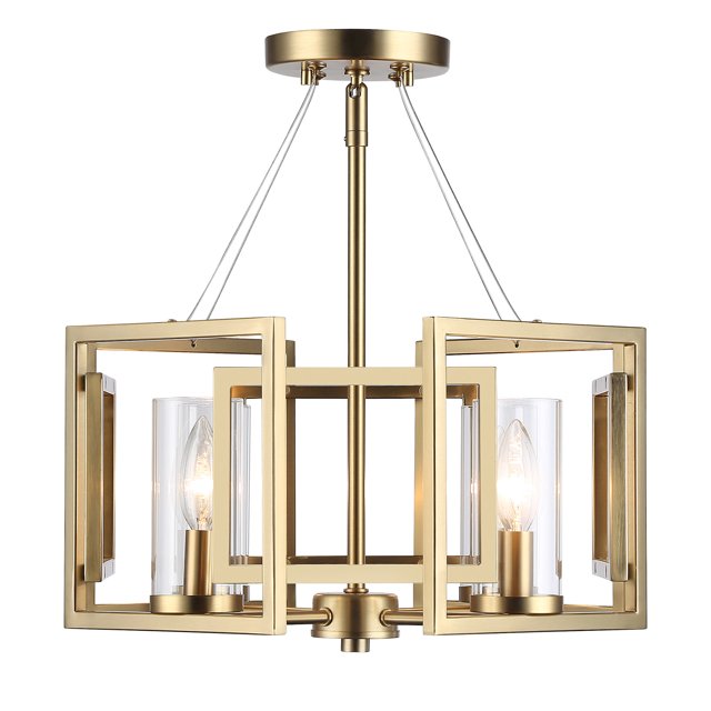 Golden Lighting 6068-Sf Marco 4 Light 16" Wide Semi-Flush Ceiling Fixture - Brushed
