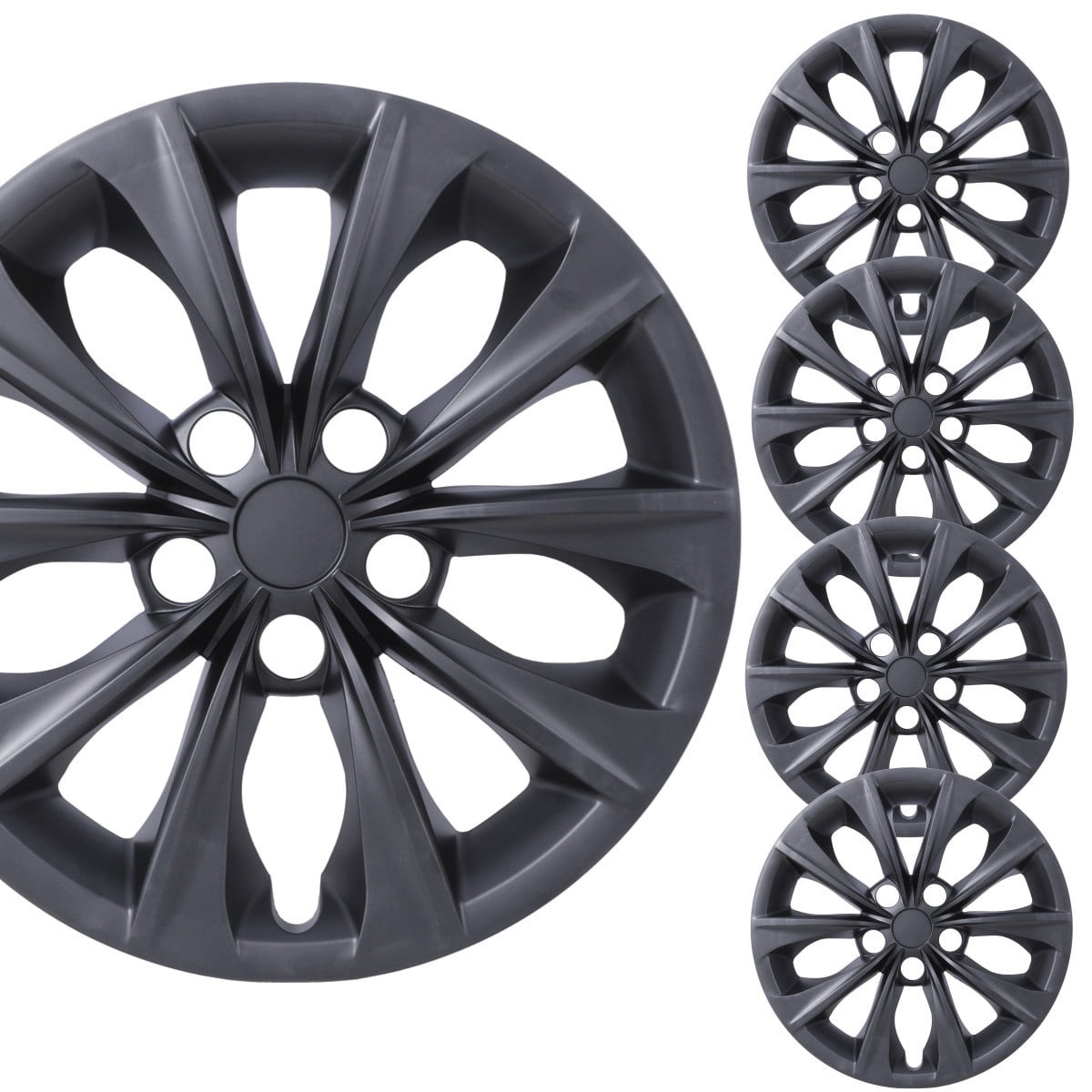 16" Set of 4 Hubcaps Wheel Rims Cover Fit 2015-2017 Toyota Camry /2015-2017 Toyota Camry Hybrid Compatible with Steel Wheels Snap on Installation(16-inch,Black Matte)