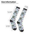 thumbnail image 2 of Xecao Flowers and Butterflies print thigh-high socks, crafted for both men and women with a stretchy, high-opaque design perfect for daily wear, 2 of 6