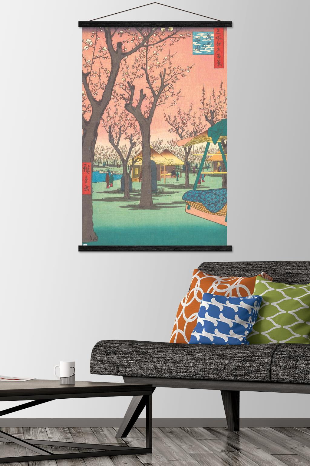Utagawa Hiroshige - Plum Garden at Kamata Wall Poster with Magnetic Frame, 22.375" x 34"