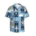 thumbnail image 2 of Bixox Men's Hawaiian Shirts Men's Airplanes and Aviation Signs Print Short-Sleeve Shirt-Medium, 2 of 8