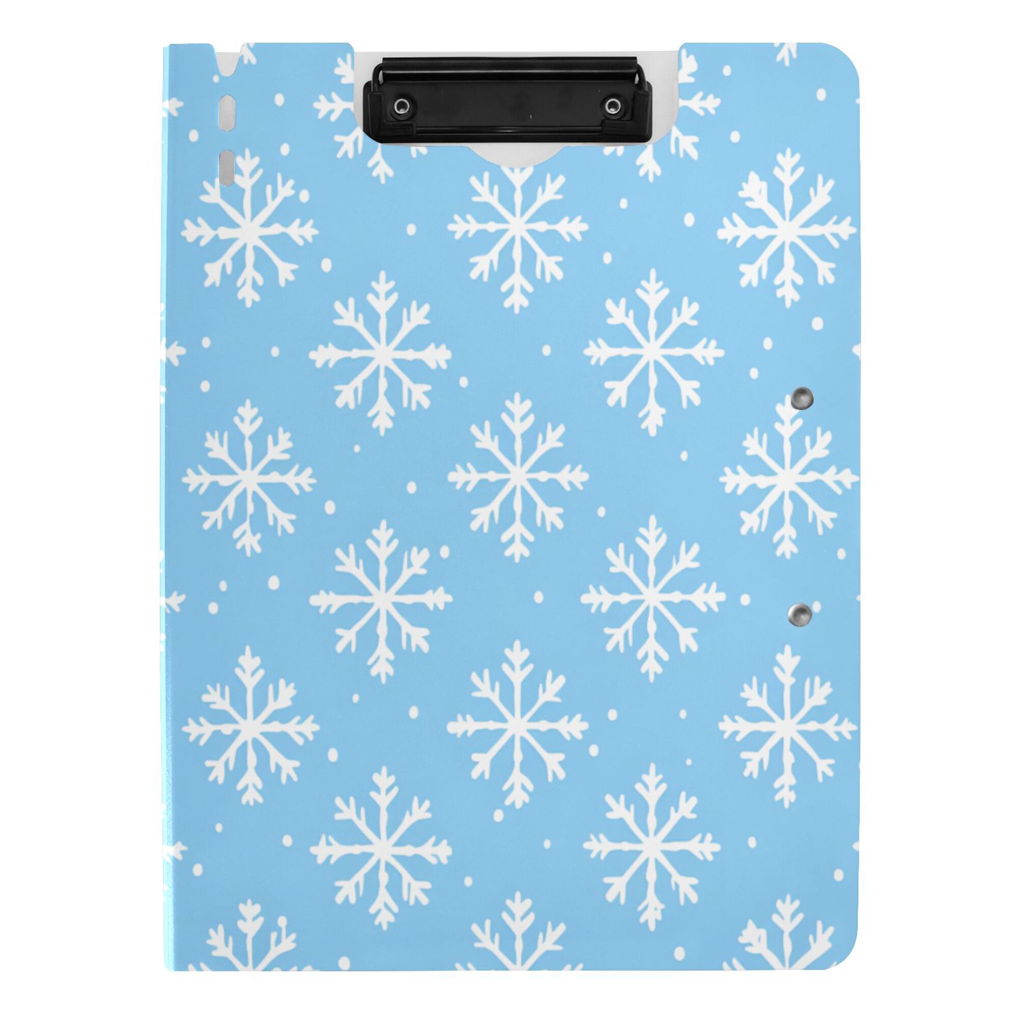 FORMRS A4 Clipboard Folder with Pen Holder Horizontal Foldable School Office Binder, Snowflake Pattern