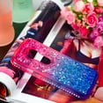 thumbnail image 4 of FIEWESEY For Motorola E5 Play Phone Case Moto E5 Cruise Glitter Case Sparkle Glitter Flowing Liquid Quicksand with Shiny Bling Diamond Women Girls Cute Phone Case For Motorola E5 GO - Pink+Blue, 4 of 7