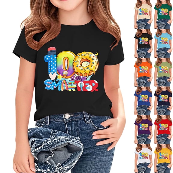 Kukoosong 100 Days for School Graphic T-Shirt Toddler Boys or Girls Crewneck Tee with Short Sleeves, Sizes 2-3T
