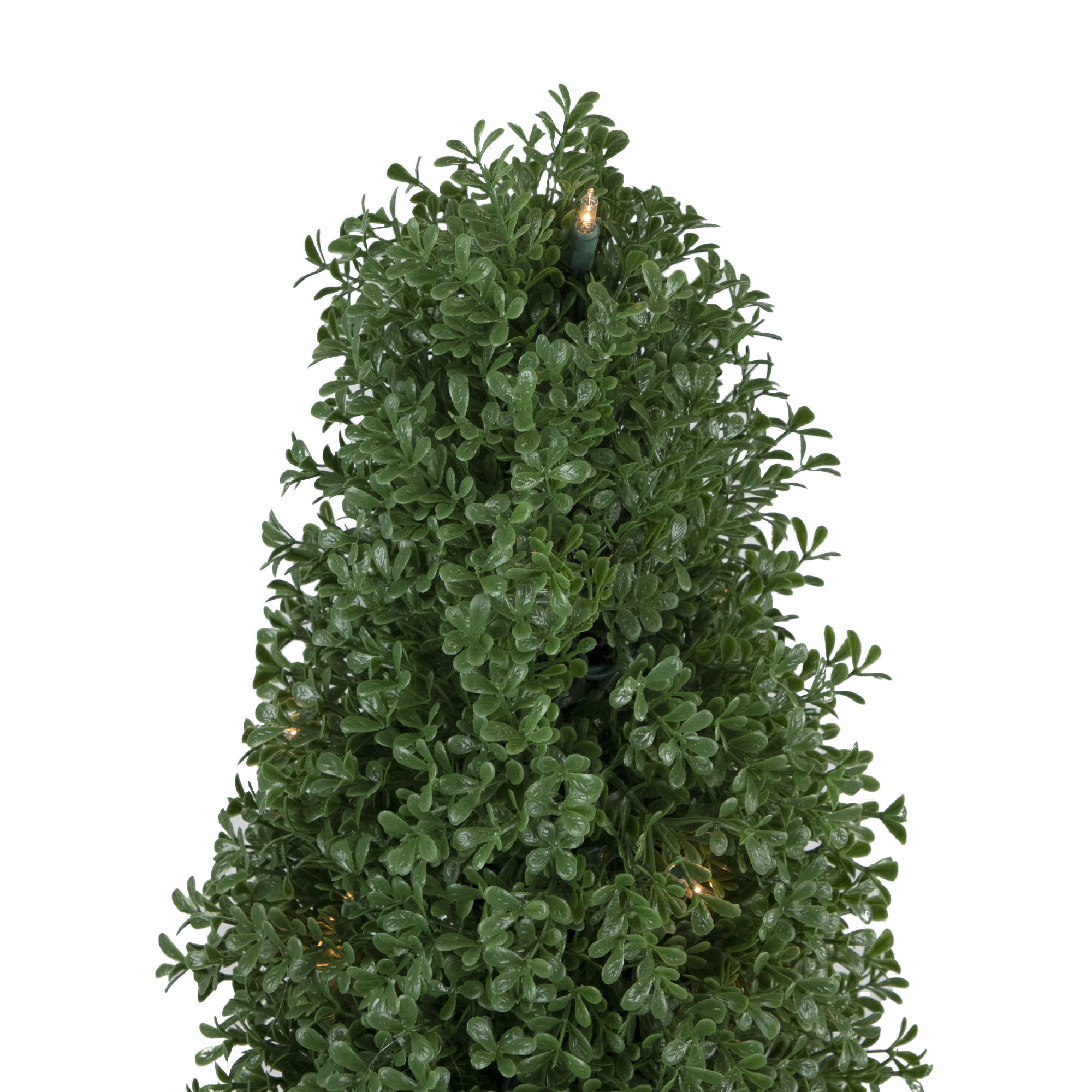4' Pre-Lit Artificial Boxwood Cone Topiary Tree with Round Pot  Clear Lights - 14