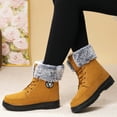 thumbnail image 4 of KEGIRLOM Women's High-Top Shoes Warm And Stylish Fall And Winter Style Fleece-Lined And Thickened Soft-Soled Boots Snow Boots. Yellow Size 7, 4 of 8