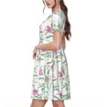 thumbnail image 2 of Fotbe Lilies Flowers Vestido Largo de Moda para Mujer, Vestido Tipo Camiseta con Manga Corta y Estilo Casual a Rayas y Bloques de Color, 2 of 6