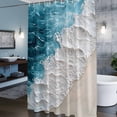 thumbnail image 3 of Watercolor Beach Waves Shower Curtains for Bathroom, Abstract Blue Ocean Washable Fabric Shower Curtain with Hooks Waterproof Bathroom Decor Sets, 36 x 72 Inches, 3 of 9