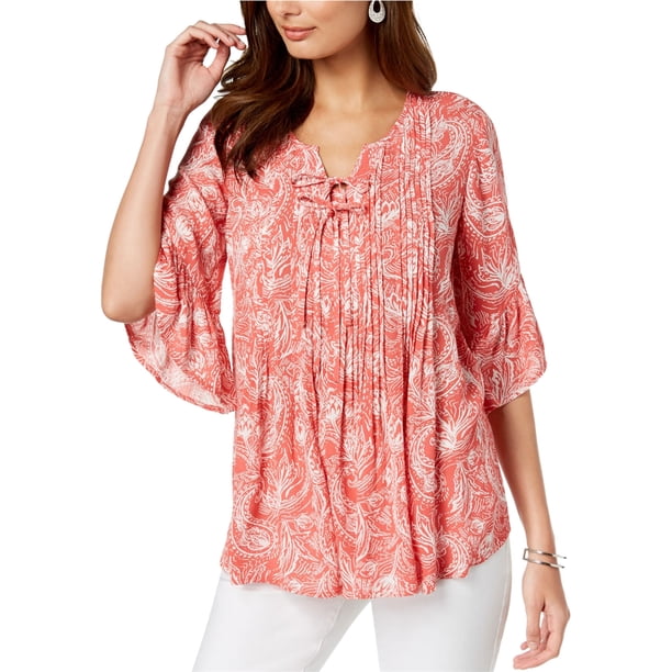 Style & Co. Blusa de punto estampada para mujer, rosa, PS