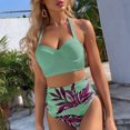 thumbnail image 3 of Guiexla 2Pcs/Set Split Bikini Leaf Print Bandage Two-piece Slim-fitting Backless Swimwear Beachwear, 3 of 8