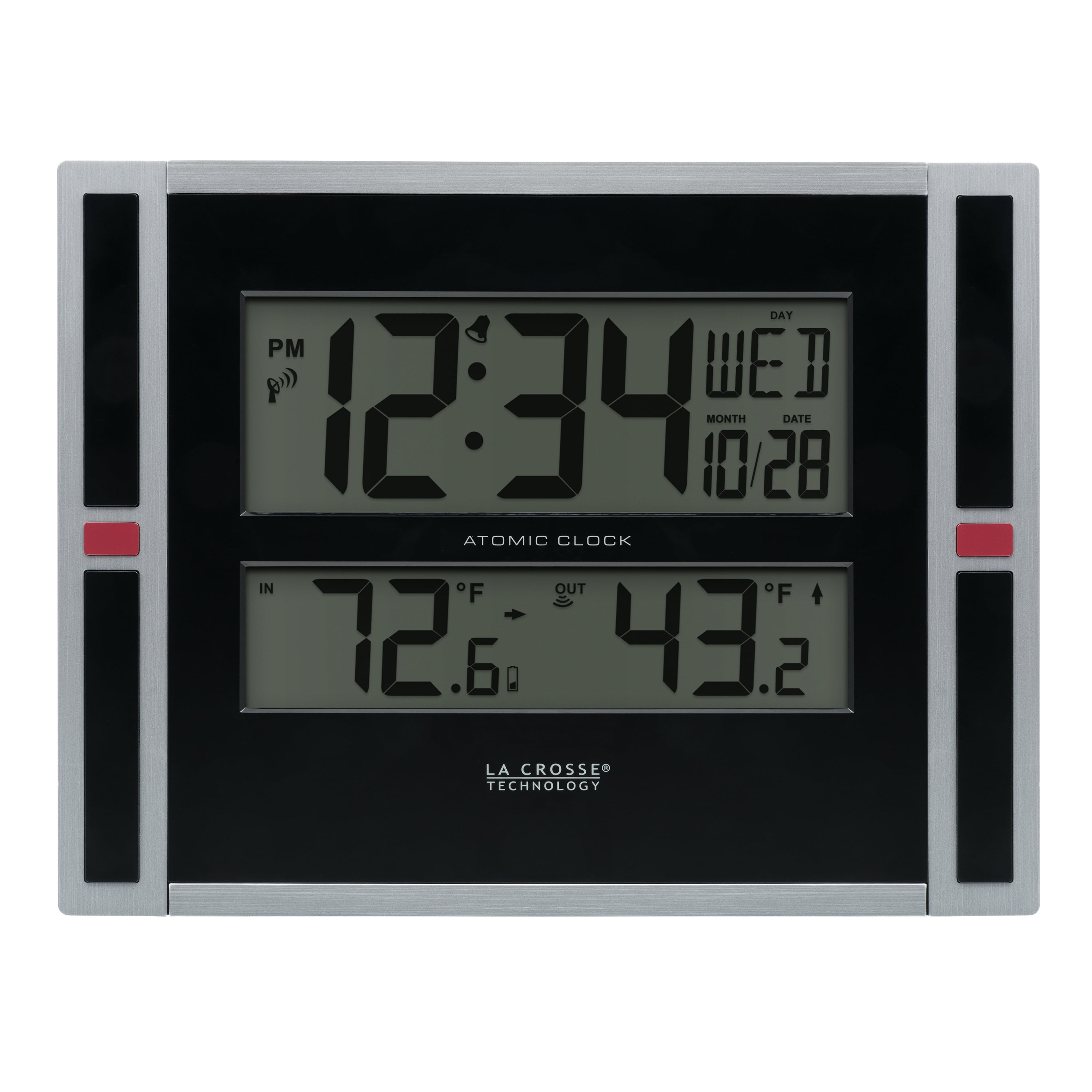 Digital LCD Display Atomic Wall Desk Clock Indoor Outdoor Temperature Meter Home