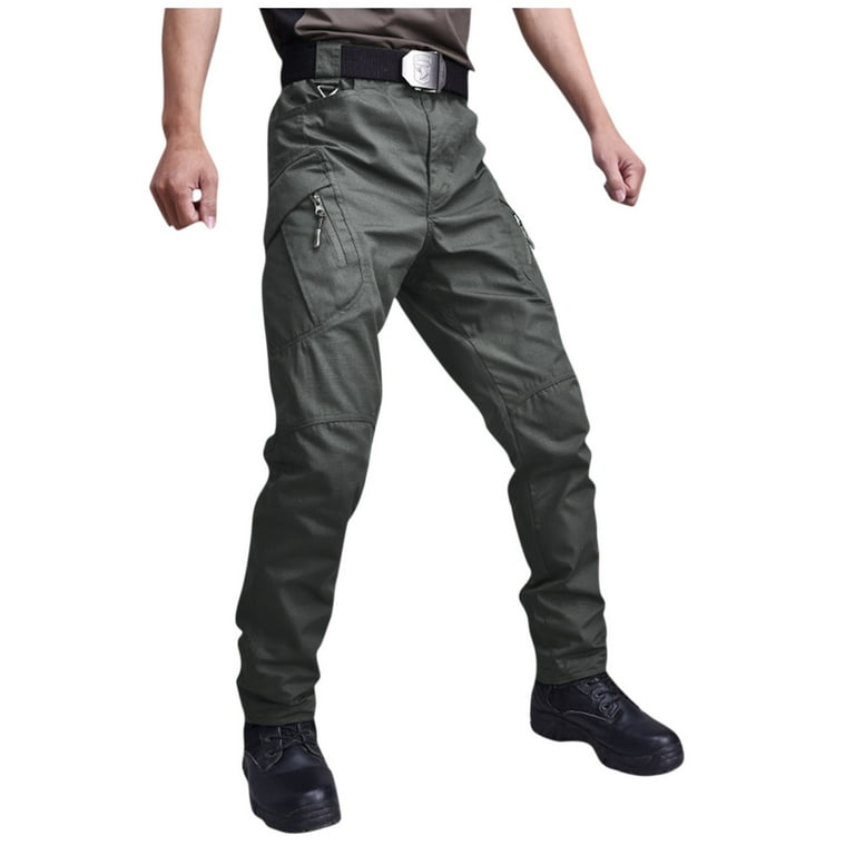 Hanas Men's Straight Workwear Casual Trousers, Solid Color Lightweight  Outdoor Fishing Travel Safari Pants with Pocket
