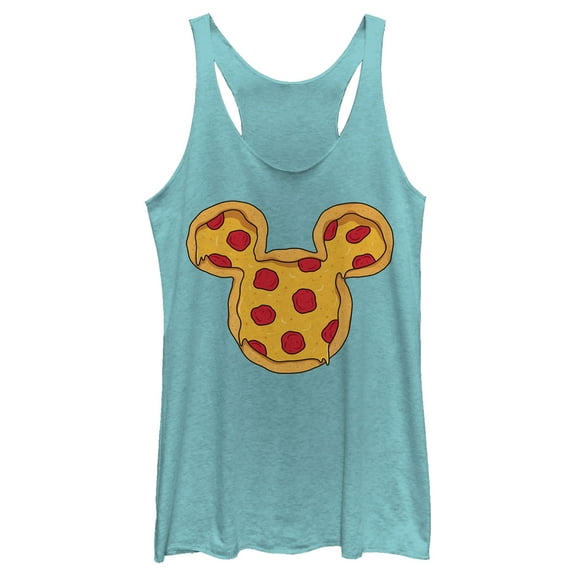 Women's Mickey & Friends Pizza Mickey Mouse Logo Racerback Tank Top Tahiti Blue X Large