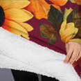 thumbnail image 3 of Oversized Wearable Blanket Hoodie,Red Leaf Sunflower Pattern Sherpa Blanket Hoodie with Super Pockets,Super Warm Fuzzy Pullover for Women & Men, 3 of 6