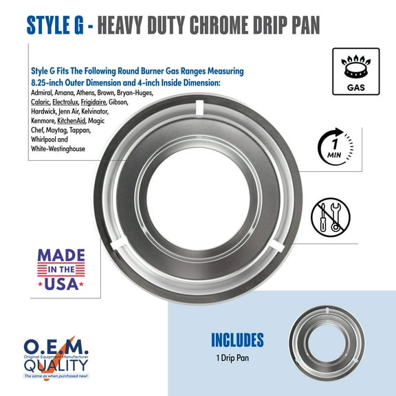 Range Kleen RGP300 8.25" Chrome Drip Pan