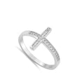 thumbnail image 4 of White Cubic Zirconia Sideways Cross Christian Ring .925 Sterling Silver Band Jewelry Female Size 4, 4 of 4