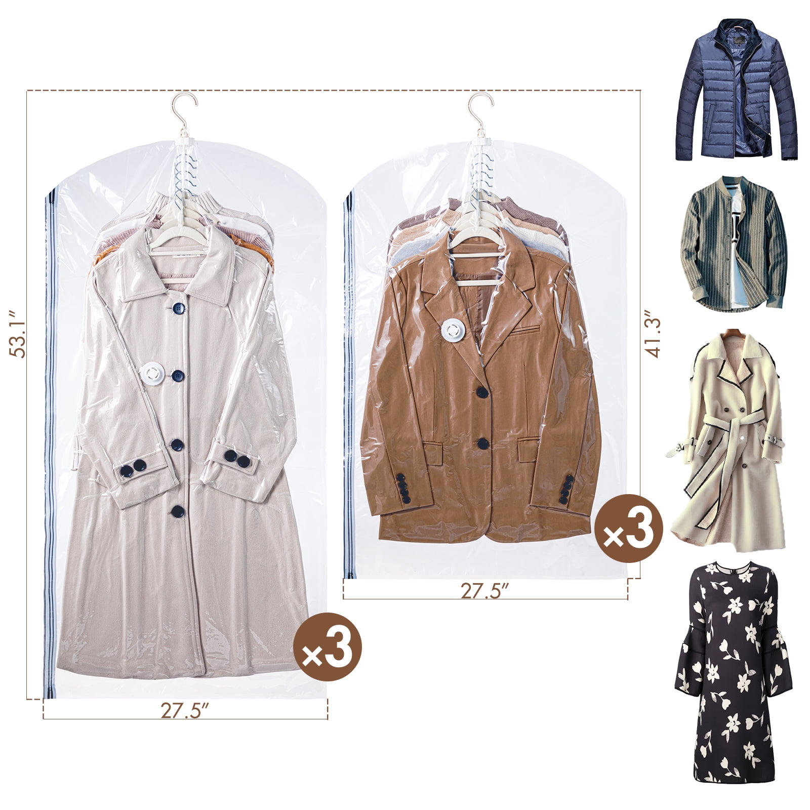 TAILI Hanging Vacuum Storage Bags Space Saver Vacuum for Clothing Suits and Jackets Organizers