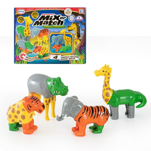 Magnetic Mix or Match Jungle Animals Toy Play Set, 16 Pieces