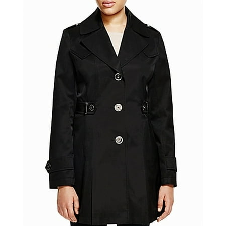 Via Spiga Leather Coat - Via Spiga NEW Black Womens Size Medium M Single Breasted Trench Coat