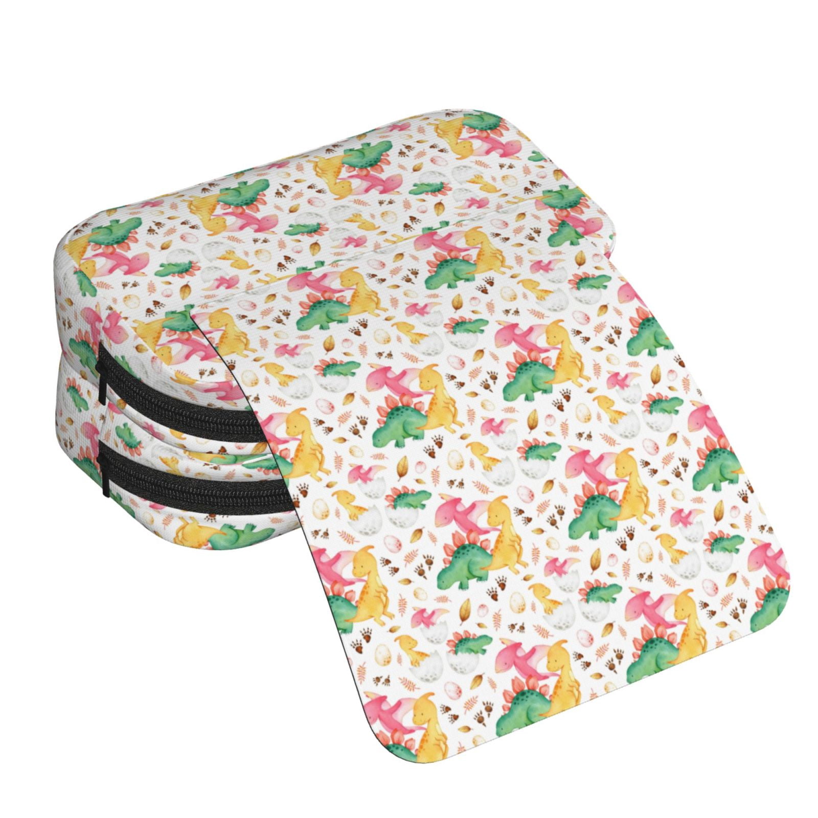Rateoe Cute Baby Dinosaurs Pattern Double Clamshell Pen Case, Storage Organizer with Two Zipper Compartments– Holds Up to 50 Pencils & Pens