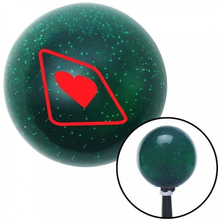American Shifter Red Heart on a Card Green Metal Flake Shift Knob with M16 x 1.5 Insert Shifter Auto Brody