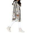 thumbnail image 2 of Qiylii Ladies Long Shirt Coat, Plaid Loose Single-breasted Thin Woolen Outwear, 2 of 9