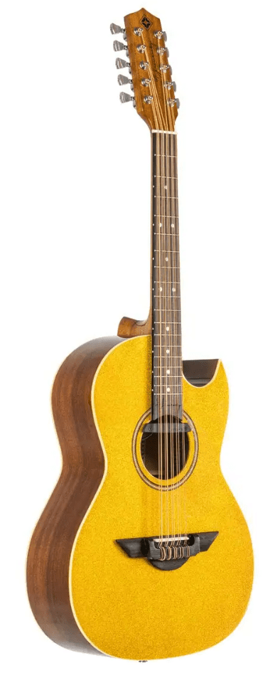 H. Jimenez LBQ1E El Estandar Metal Flake Top Acoustic-Electric Bajo Quinto Gold Sparkle