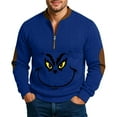 thumbnail image 3 of Christmas Sweaters Mens Holiday Casual Slim Fit Pullover with Quarter Zip Dark BlueXL, 3 of 3