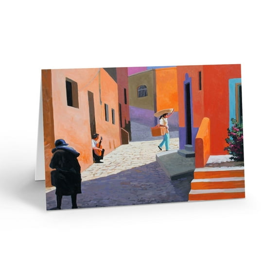 Small Cute Mexican Village Blank Note Cards - 10 Note Cards with Envelopes - 144
