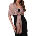 thumbnail image 1 of Chales y envolturas para mujeres Inspire Chic para vestidos de noche, brillante, chispeante y elegante con hebilla 74.8x17.7" (LxW) Oro Rosa (Plata), 1 of 6