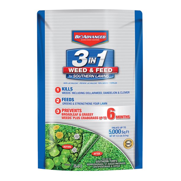 BioAdvanced 3in1 Weed and Feed for Southern Lawns, Fertilizer