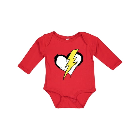 Inktastic Lightning Bolt Heart Boys or Girls Long Sleeve Baby Bodysuit