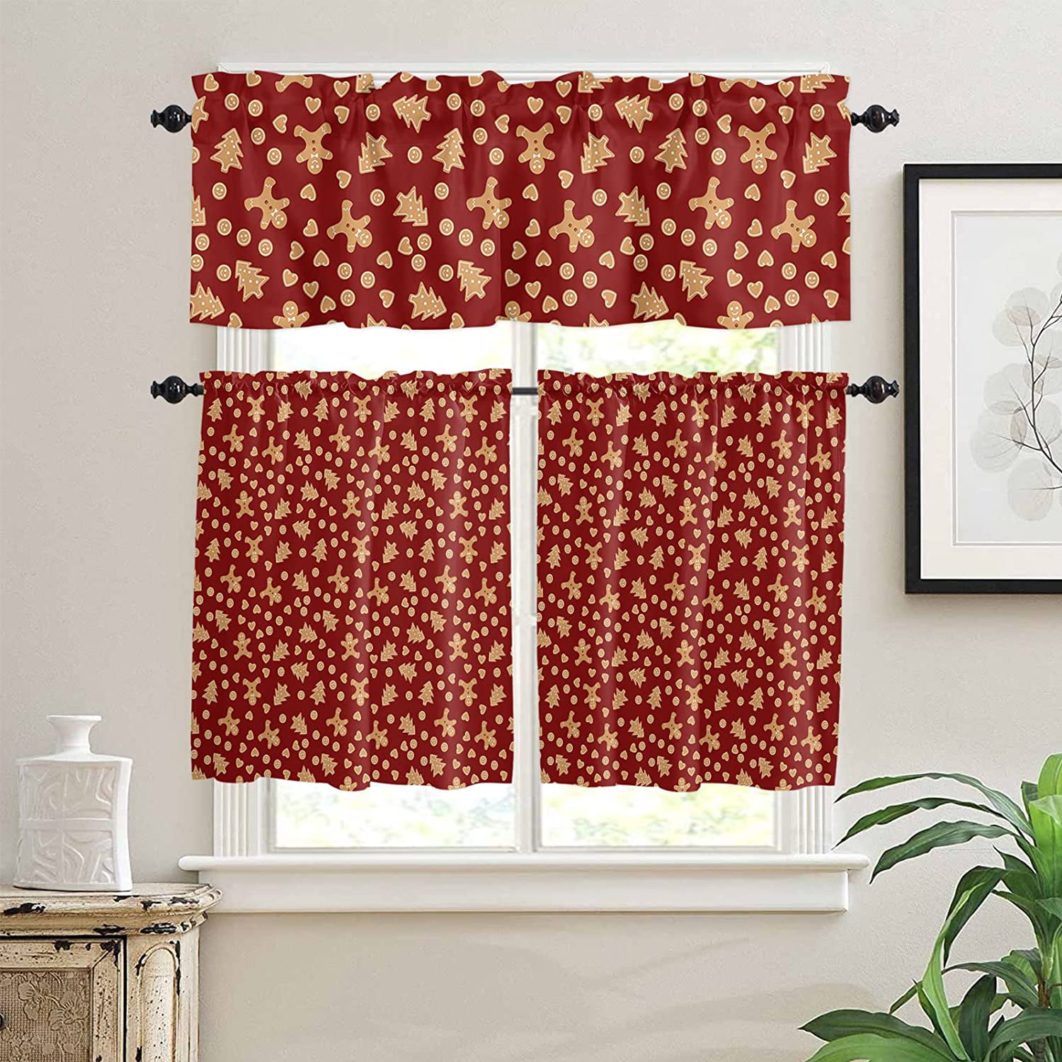  Valances for Windows Christmas Home on on Red Black Buffalo  Plaid Kitchen Curtains 27.5x24 Kitchen Decor Short Curtains, Blackout  Curtain Rods Pocket Small Window Curtains for Bedroom Bathroom : Home 