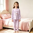 thumbnail image 2 of SJLDQY Girls' Pajama Sets Long Sleeve Bow Shirts Pants 2 Piece Pjs Sets Casual Sleepwear Comfy Loungewear, 2 of 4