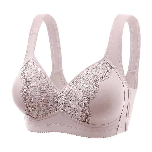Aayomet Bras for Women Plus Size Size Non Steel Rim Adjustable Folding Top Breathable Collar Bra (Gray, 36)