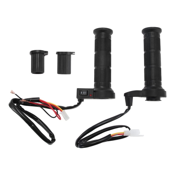 Unique Bargains 7/8" 22mm Heated Motorcycle Hand Grips Cover 12V Handlebar Cover 3 Adjustable Temperature TPU ABS Metal Black 1 Set