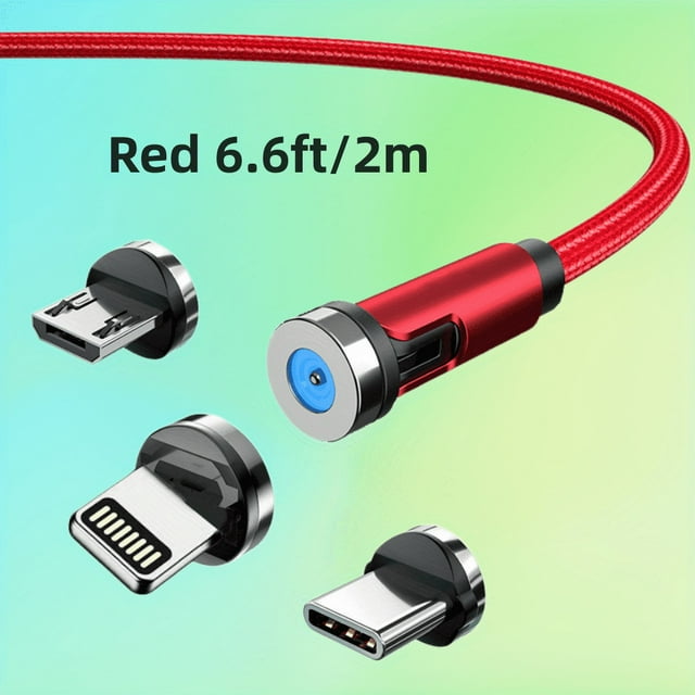 Magnetic Charging Cable, 540° Rotating Magnetic Phone Charger Nylon Braided Magnetic USB Cable For IPhone/Micro USB/Type C Device