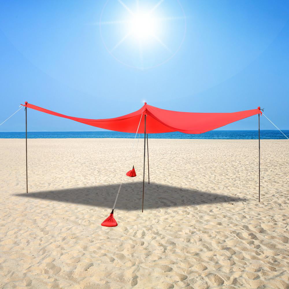7.4/9.8ft Beach Tent Sun Shade Shelter Outdoor Camping Canopy 2/4 Support Rod 