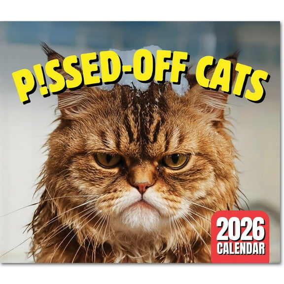 Peed-Off Cats Wall Calendar 2026 - Funny Cat Memes, Gifts for Cat Lovers, Monthly Hanging Format, Includes Hilarious Cat-Themed Humor, Ideal for Home or Office Decoration