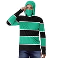 thumbnail image 3 of Swuxness Mens Stripe Print Hooded Long Sleeve Sun Protection Top Ice Fabric Face Cover Menswear, 3 of 5