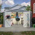 thumbnail image 2 of Seizeen Sheds and Outdoor Storage, 10 x 8FT Metal Patio Tool Storage Sheds w/Adjustable Shelf and Lockable Door, Galvanized Storage Shed for Backyard Garden, Gray, 2 of 9