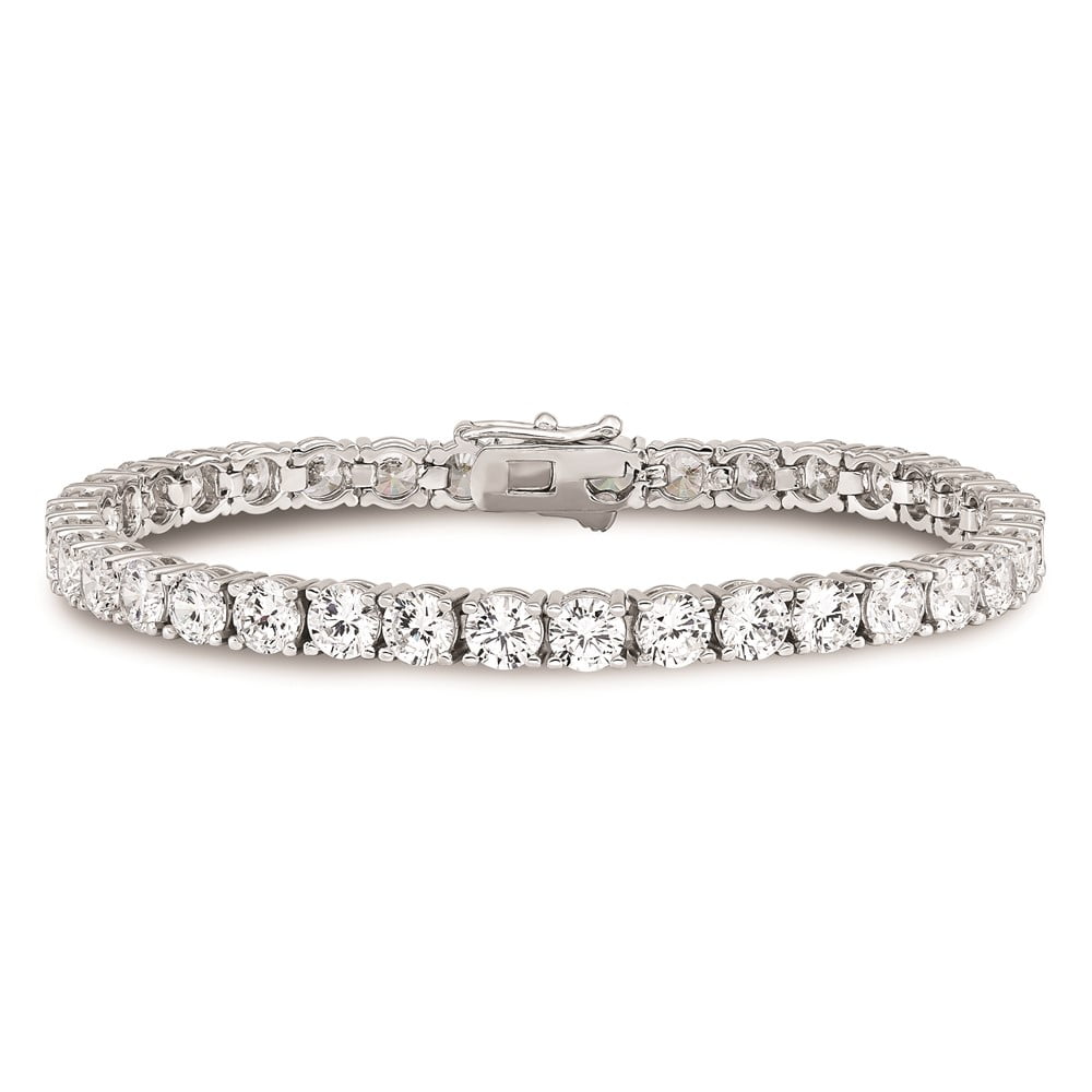 安価 ワタナベ Sterling Silver Bracelet CZ Cubic Zirconia Round 4.8 mm 7 in アクセサリー