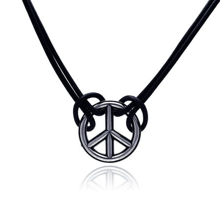 Womens Peace Bracelet - Women's Sterling Silver 925 Oxidized Peace Sign Bracelet 567-oxn00003