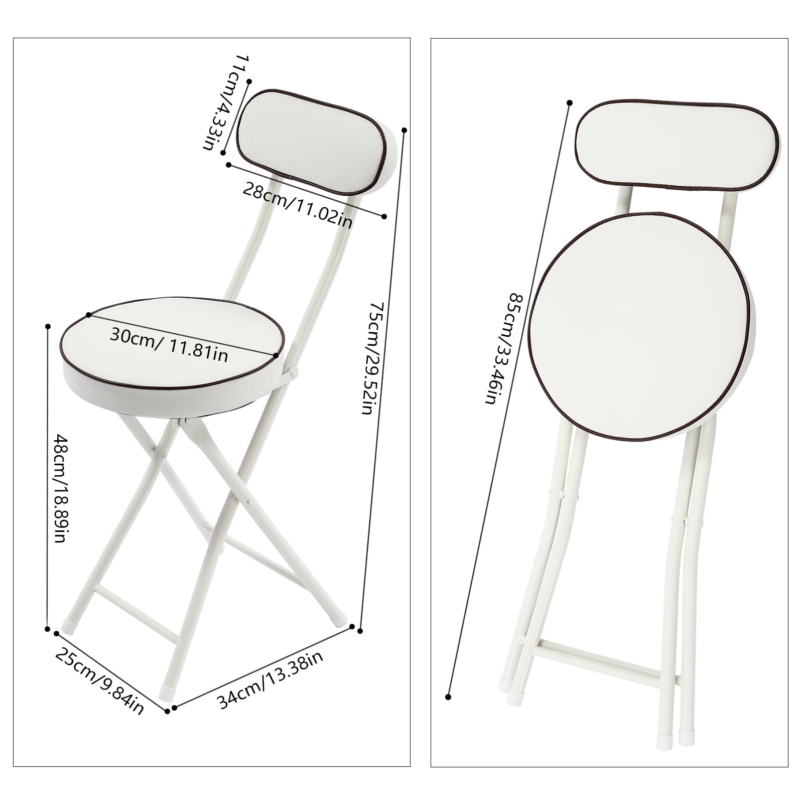 Dwellnix Portable Folding Dining Chairs, Set of 4, Cushioned High Chairs with Backrest, Easy to Store and Carry for Camping, Picnic, and Home Use