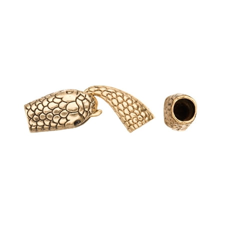 Gold Leather Cord Ouroboros Snake Leather Clasp Antique Gold Finished Fits 6mm Leather Cord - Beading Supply ()
