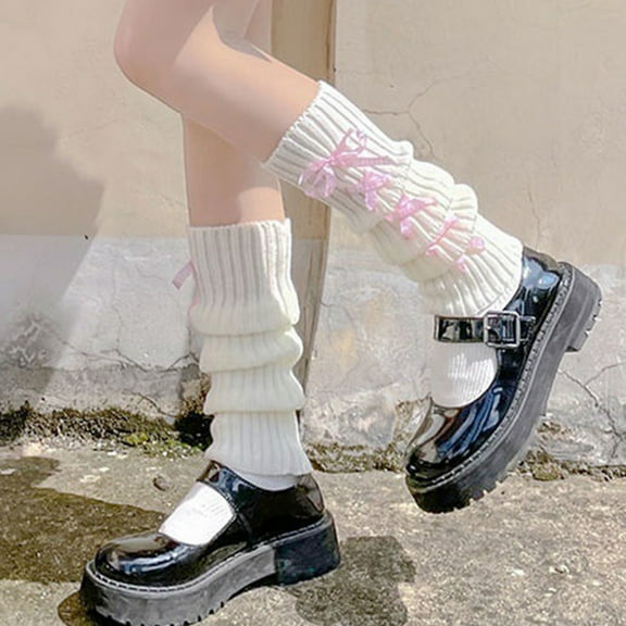 dianhelloya 1 Pair Women Leg Warmers Knitted Japan Style Women Sweet Stretchy Boot Cuffs for Yoga 6