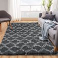thumbnail image 4 of FairOnly 8'x10'Washable Silk Wool Geometric Area Rug for Bedroom Non Slip Ultra Soft Modern Indoor Rug for Living Room Dining Room,Dark Grey, 4 of 7