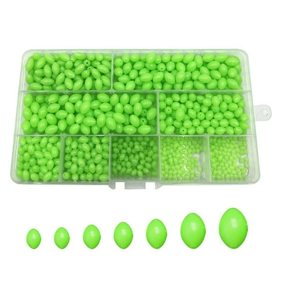 RYUJNDK 900pcs Oval Shaped Fishing Beads Floating Lures 7x10/6x10/6x8/5x8/5x7/4x5/3x4mm Fishing Bead Fishing Tackles