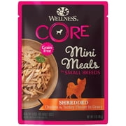Angle View: Wellness CORE Natural Grain Free Small Breed Mini Meals Wet Dog Food, Shredded Chicken & Turkey Dinner in Gravy, 3-Ounce Pouch (Pack of 12)